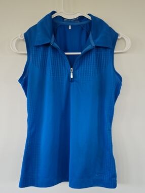 Nike Golf Fit Dry Women's Bright Blue Sleeveless Zip Polo Tank